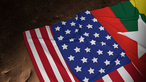 High angle view of flag