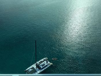 High angle view of ship in sea