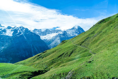 Scenic view of mountains against sky