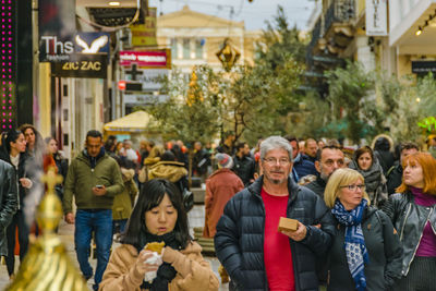 People on street in city