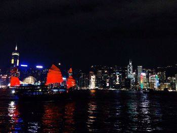 City lit up at night