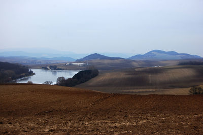 Scenic view of lake and mountains