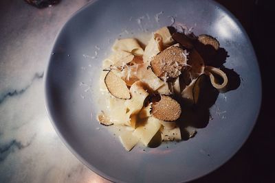 High angle view of ice cream in bowl