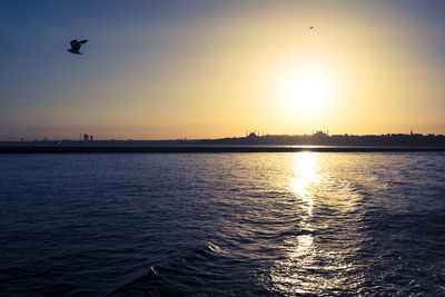 View of sea against sky during sunset