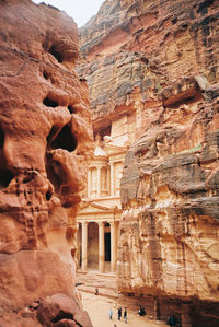 Low angle view of rock formations