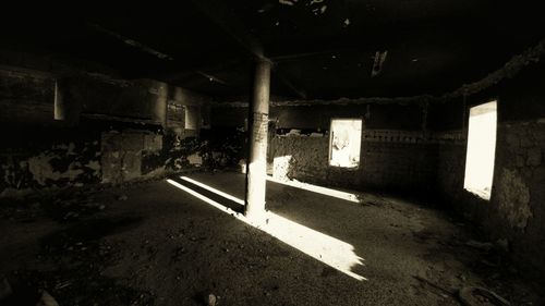 Empty parking lot in abandoned building