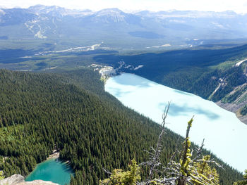 High angle view of land and mountains
