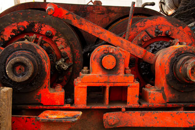 Close-up of abandoned train