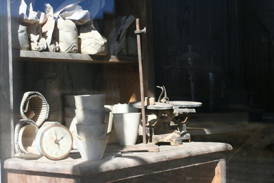 Close-up of objects on table