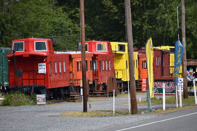 View of train on street