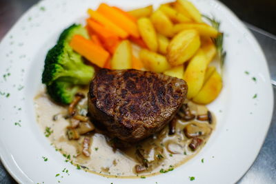 Close-up of meal served in plate