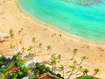 Scenic view of sea against blue sky