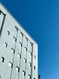 Low angle view of building against clear blue sky