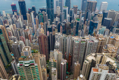 Aerial view of modern buildings in city