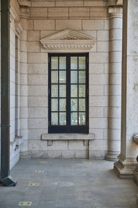 Closed door of house