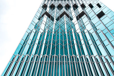 Low angle view of modern building against clear sky
