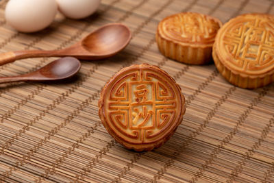 High angle view of food on table