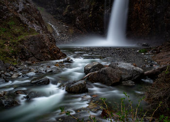 Scenic view of waterfall in forest