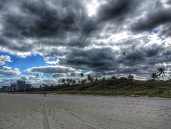 Storm clouds over cloudy sky