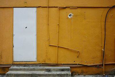 Close-up of yellow door