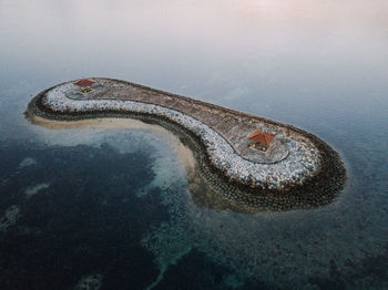 High angle view of sanur bali coast
