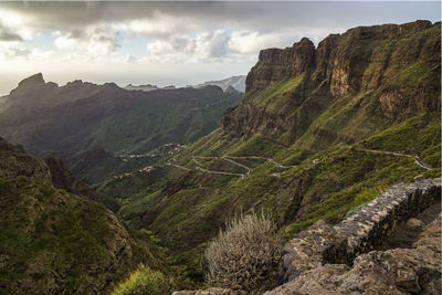 Scenic view of mountains against sky