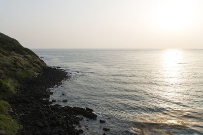 Scenic view of sea against clear sky