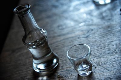 Close-up of wineglass on table