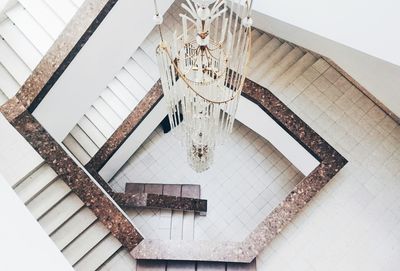 High angle view of spiral staircase