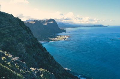 High angle view of sea against sky