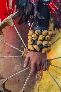 Cropped hand of man picking fruit