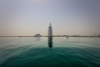 Scenic view of sea against clear sky