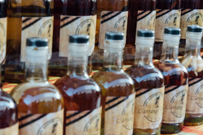 Close-up of glass bottles