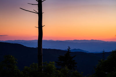 Scenic view of silhouette mountains against sky during sunset