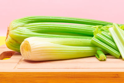 Close-up of chopped vegetables on cutting board