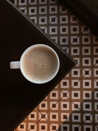 High angle view of coffee on table