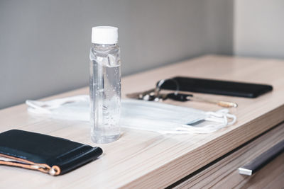 Close-up of mobile phone on table