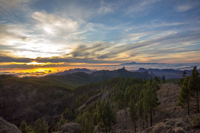 Scenic view of landscape against sky during sunset