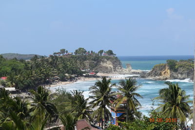 Scenic view of sea against clear sky