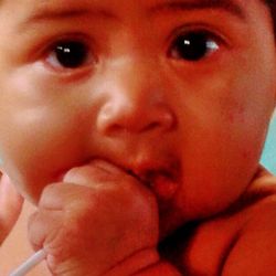 Close-up portrait of cute baby