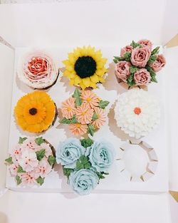 Close-up of flowers on table