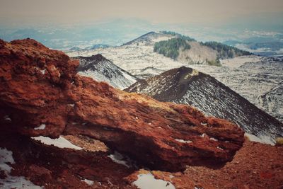 High angle view of mountain range