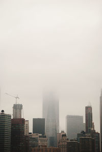 One world trade center in the fog