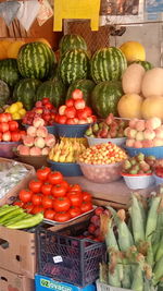 Vegetables for sale at market stall