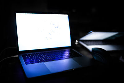 Close-up of laptop on table