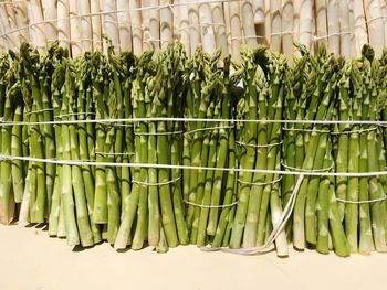 Panoramic shot of vegetables for sale in market stall