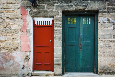 Closed door of building