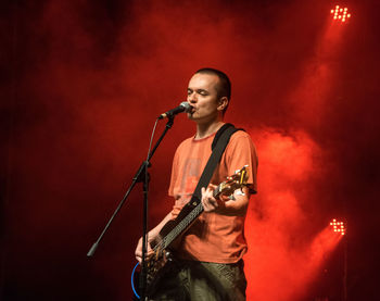 Low angle view of illuminated building