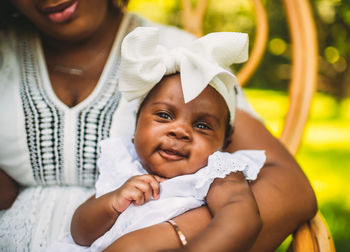 Portrait of happy mother and daughter