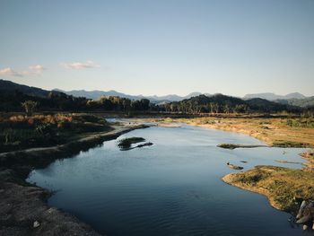 Scenic view of lake against sky